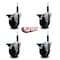 Service Caster 4'' Hard Rubber Swivel 3/4'' Expanding Stem Caster Set with Brake, 4PK SCC-EX20S414-HRS-PLB-34-4 - alternate 3